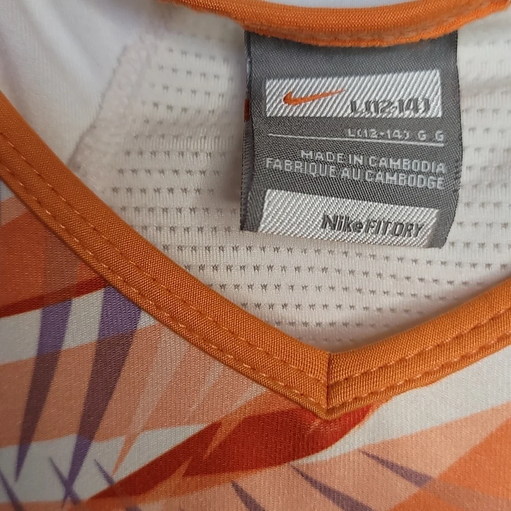 Nike fit dry tropical orange vneck sleeveless workout tank top sz Large